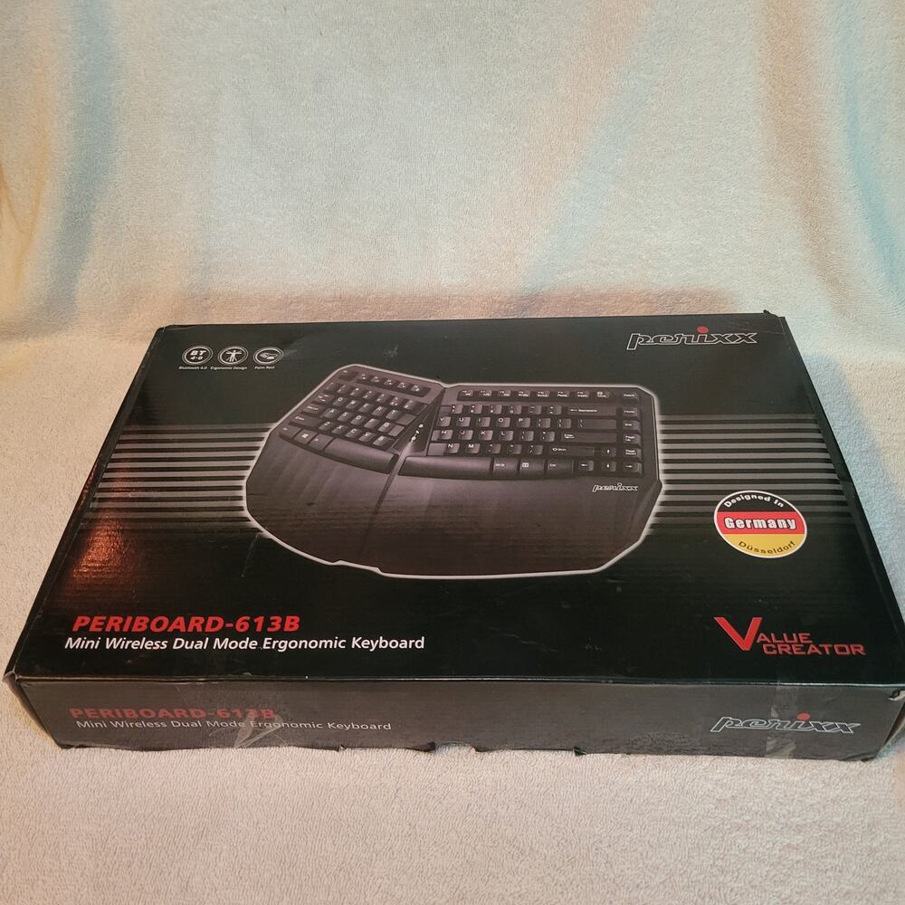 Perixx PERIBOARD-613 Wireless Ergonomic Compact Keyboard Bluetooth and 2.4GHz